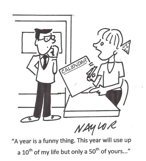 'A year is a funny thing. This year will use up a 10th of my life but only a 50th of yours...'