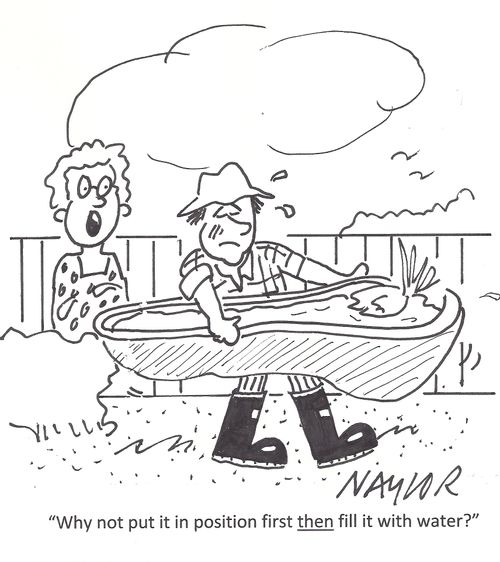'Why not put it in position first then fill it with water?'
