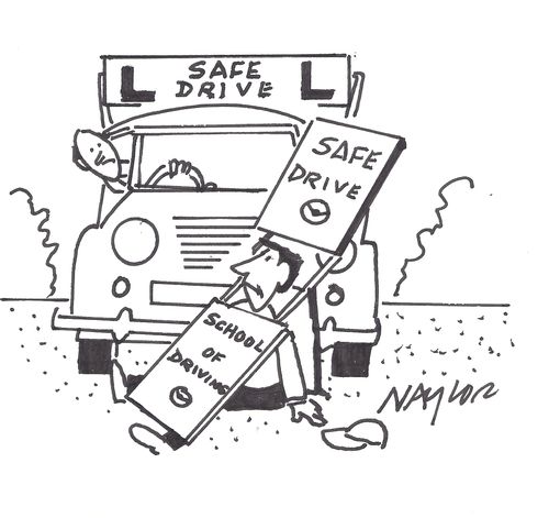 Traffic accident at the driving school.