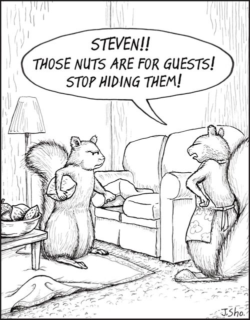 'Steven! Those nuts are for guests! Stop hiding them!'