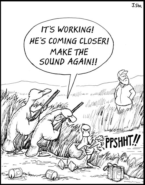 'It's working! He's coming closer! Make the sound again!'