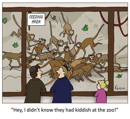 'Hey, I didn't know they had kiddish at the zoo!'