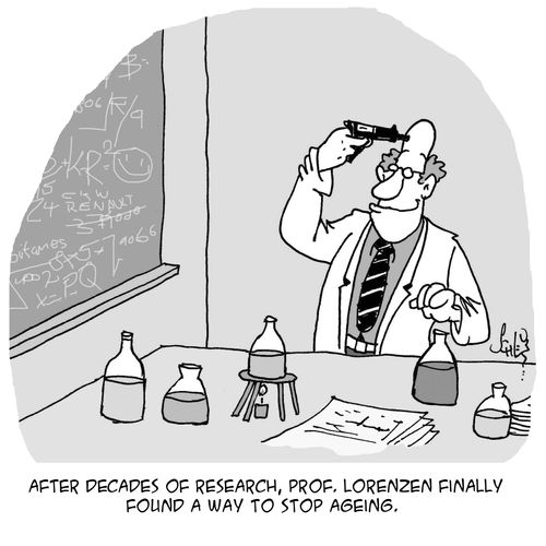After decades of research, Prof. Lorenzen finally found a way to stop ageing.
