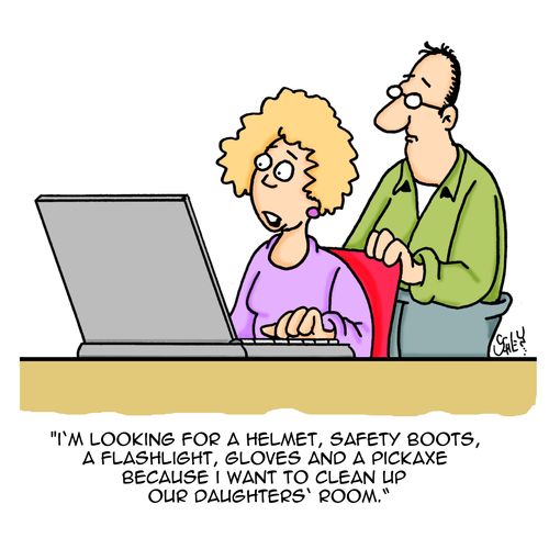 'I'm looking for a helmet, safety boots, a flashlight, gloves and a pickaxe because I want to clean up our daughters' room.'