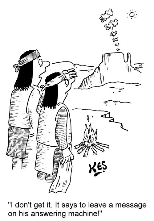 'I don't get it. It says to leave a message on his answering machine!'