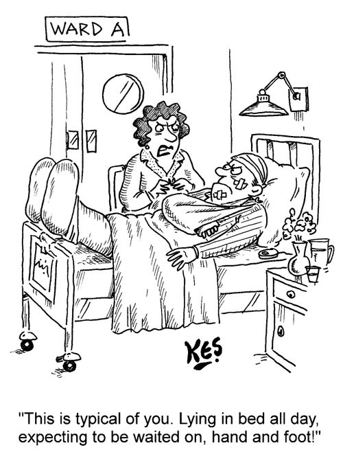 'This is typical of you. Lying in bed all day, expecting to be waited on, hand and foot!'