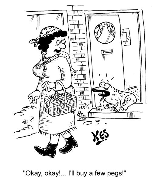 'Okay, okay!... I'll buy a few pegs!'