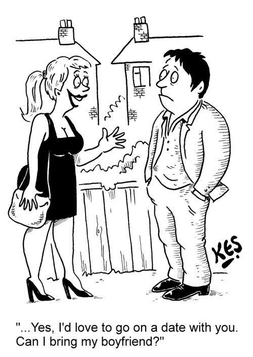 '... Yes, I'd love to go on a date with you. Can I bring my boyfriend?'