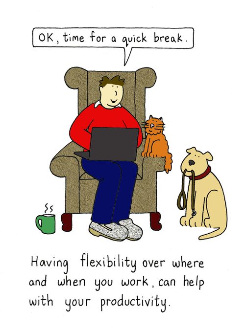 Having flexibility over where and when you work, can help with your productivity.