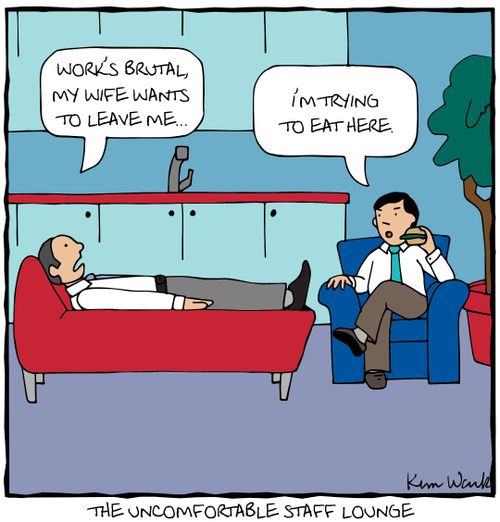 The uncomfortable staff lounge.