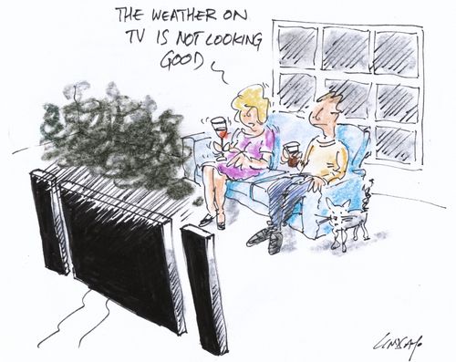 'The weather on the TV is not looking good.'