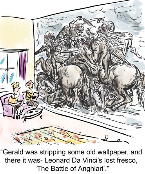 'Gerald was stripping some old wallpaper, and there it was -  Leonard Da Vinci's lost fresco ‘The Battle of Anghiari'.'