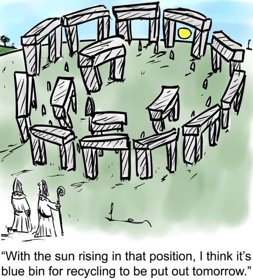 'With the sun rising in that position, I think it's blue bin  for recycling to be put out tomorrow.'