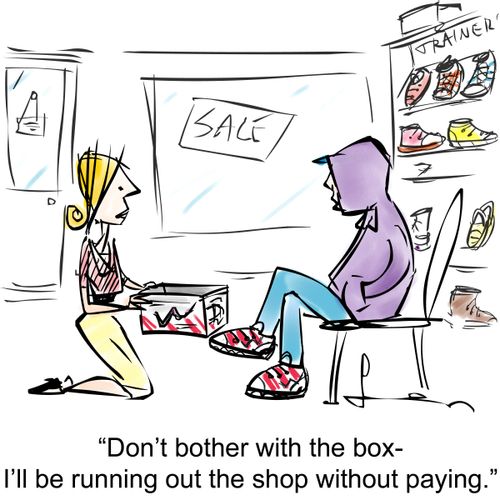 'Don't bother with the box - I'll be running out the shop without paying.'