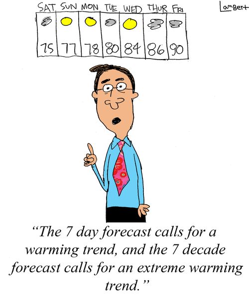 'The 7 day forecast calls for a warming trend, and the 7 decade forecast calls for an extreme warming trend.'