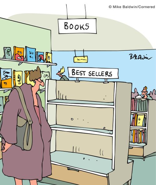 Books: Empty Best Sellers Shelves.