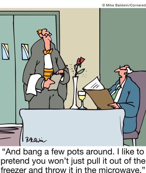 'And bang a few pots around. I like to pretend you won't just pull it out of the freezer and throw it in the microwave.'