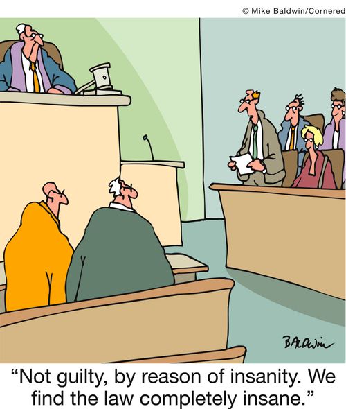 'Not guilty, by reason of insanity. We find the law completely insane.'