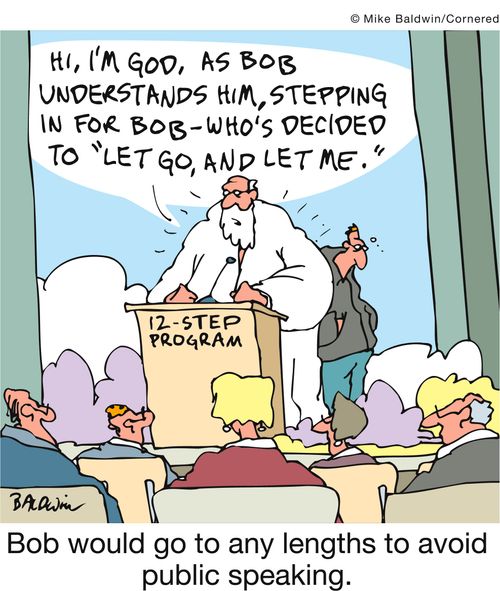 Bob would go to any lengths to avoid public speaking.