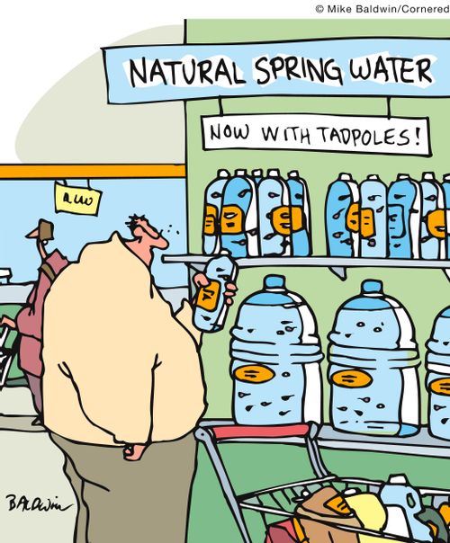 Natural spring water. Now with tadpoles!