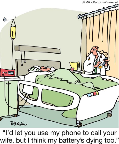 'I'd let you use my phone to call your wife, but I think my battery's dying too.'