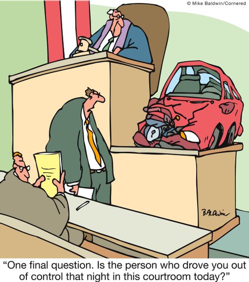 'One final question. Is the person who drove you out of control that night in this courtroom today?'