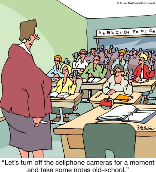 'Let's turn off the cellphone cameras for a moment and take some notes old-school.'