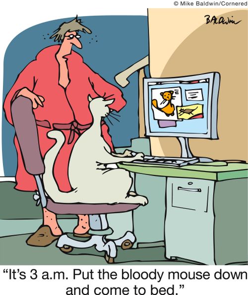 'It's 3 a.m. Put the bloody mouse down and come to bed.'