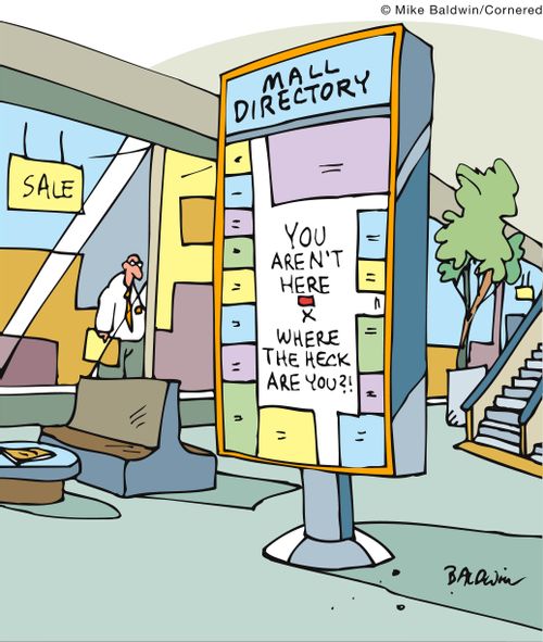 Mall Directory: You aren't here x - where the heck are you?