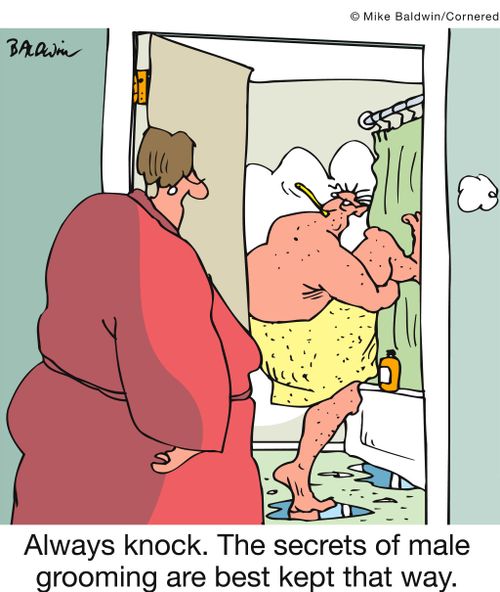 Always knock. The secrets of male grooming are best kept that way.