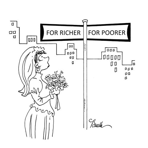 Bride on the corner of For Richer and For Poorer.