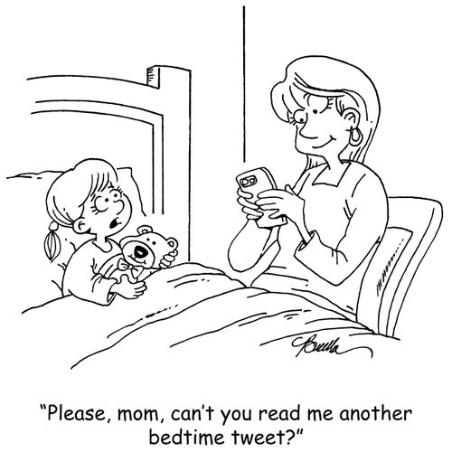 'Please, mom, can't you read me one more bedtime tweet?'