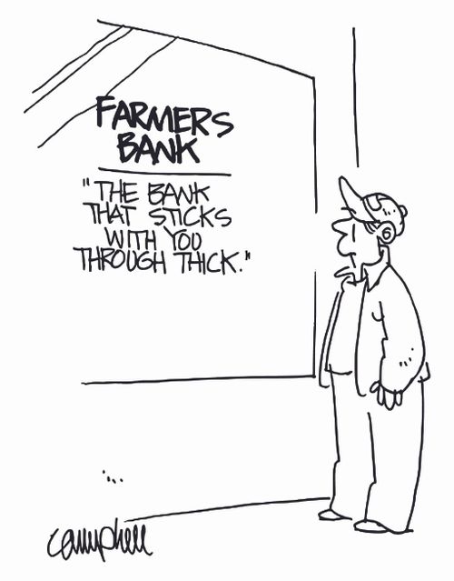 Farmers Bank: 'The bank that sticks with you through thick.'