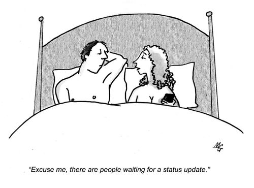 'Excuse me, there are people waiting for a status update.'