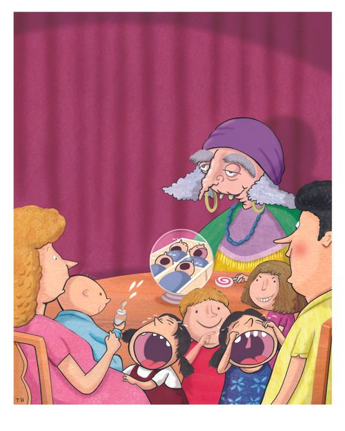 Fortune teller predicts a bigger family for worried parents.