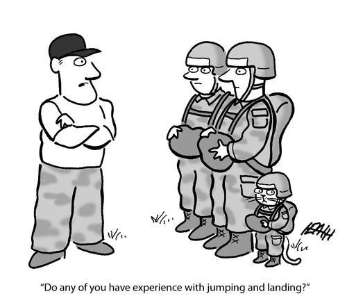 'Do any of you have experience with jumping and landing?'