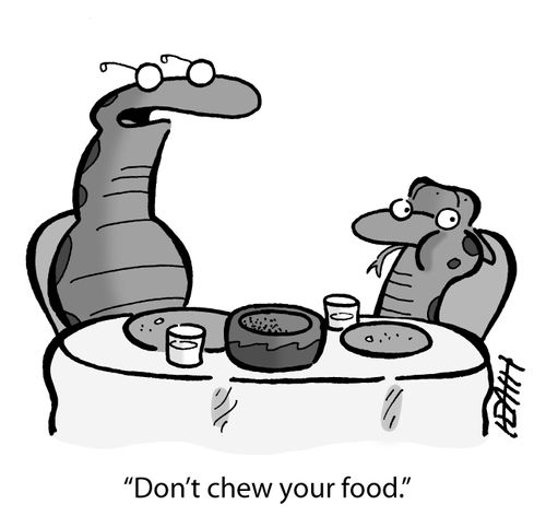 'Don't chew your food.'