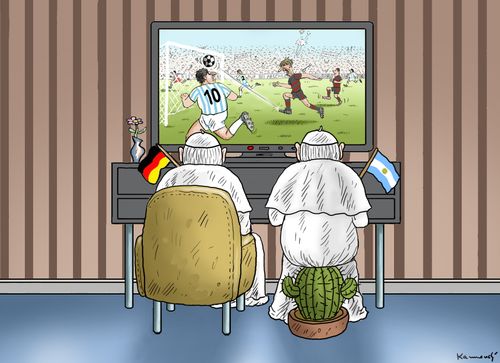 Pope Emeritus Benedict and Pope Francis Watch the World Cup Final.