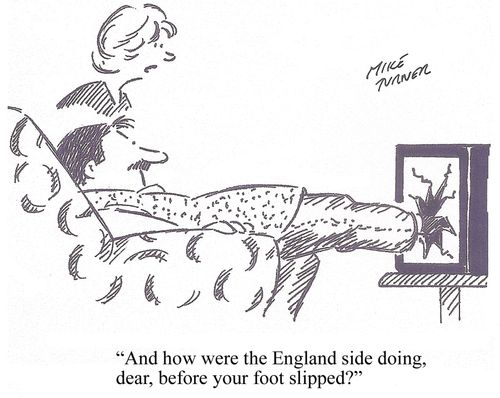 'And how were the England side doing, dear, before your foot slipped?'