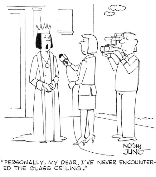 'Personally, my dear, I've never encountered the glass ceiling.'