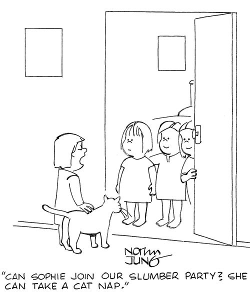 'Can Sophie join our slumber party? She can take a cat nap.'