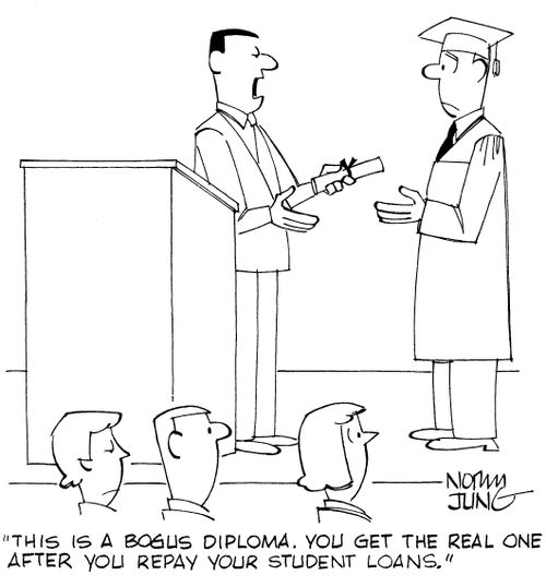 'This is a bogus diploma. You get the real one after you repay your student loans.'