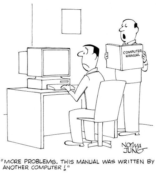 'More problems. This manual was written by another computer!'
