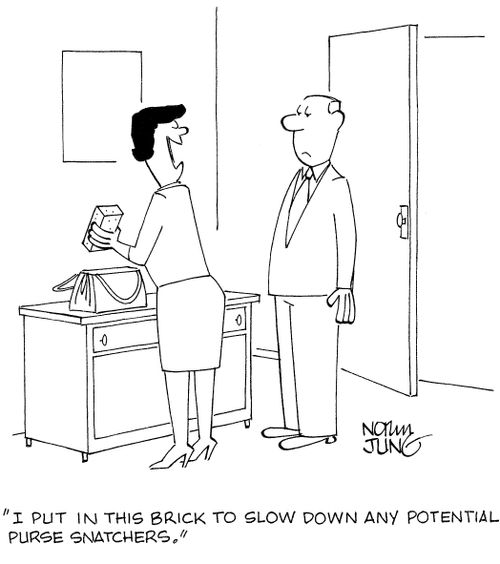 'I put in this brick to slow down any potential purse snatchers.'