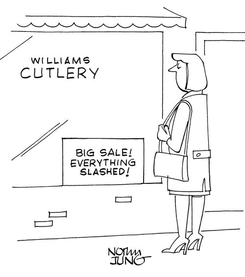 Cutlery store: Big Sale! Everything slashed!