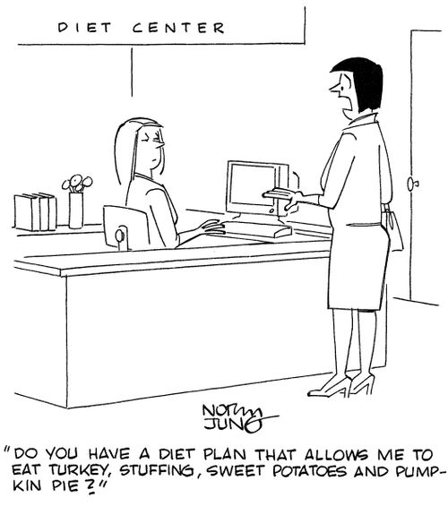 'Do you have a diet plan that allows me to eat turkey, stuffing, sweet potatoes and pumpkin pie?'
