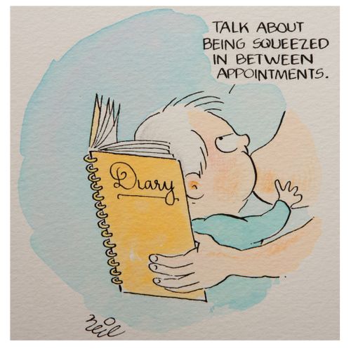 'Talk about being squeezed in between appointments.'