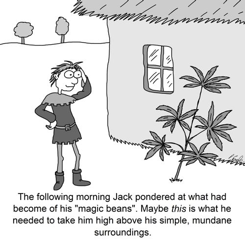 The following morning Jack pondered at what had become of his 'magic beans'. Maybe, this is what he needed to take him high above his simple, mundane surroundings.