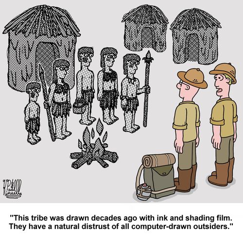 'This tribe was drawn decades ago with ink and shading film. They have a natural distrust of all computer-drawn outsiders.'