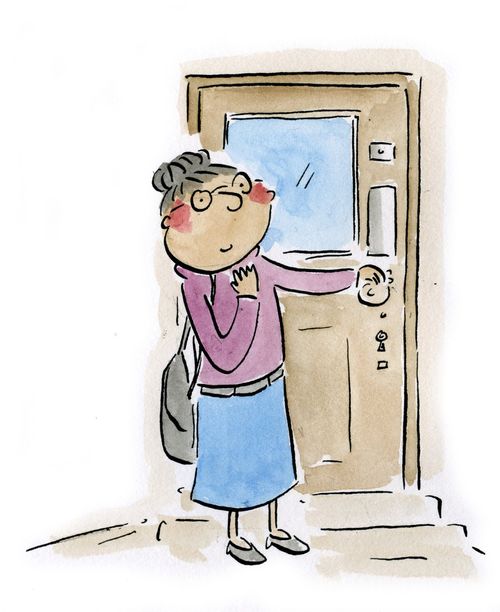 Old lady at the door